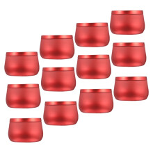 Paquete de 12 frascos de hojalata rojos de 237 ml (8 oz) para velas, té y manualidades.