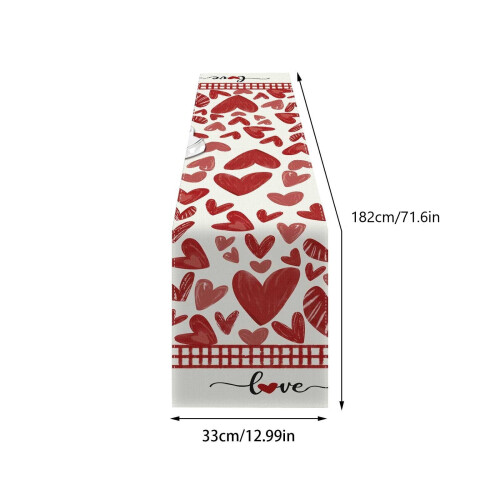 Heart Table Runner Red Plaid Rustic Burlap 120x18 Inches 2