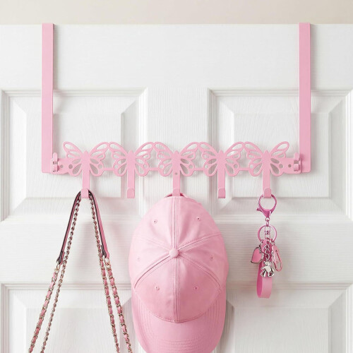 Butterfly Patterned Organizer Hook Pink Butterfly Shaped Hanger 1
