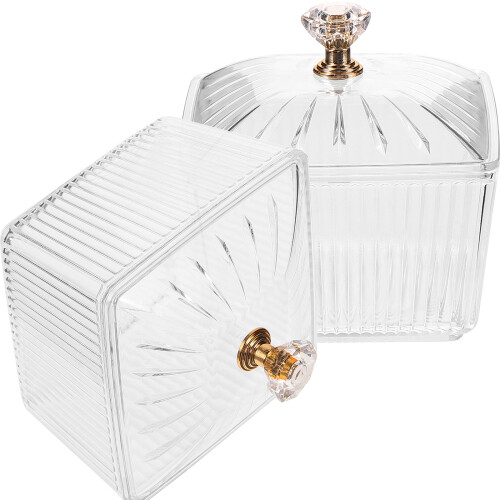 Glassockerburk med lock – 9x9x7,5 cm 1