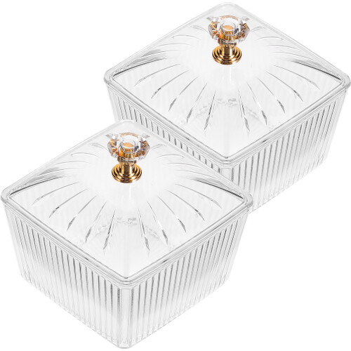 Glassockerburk med lock – 9x9x7,5 cm 2