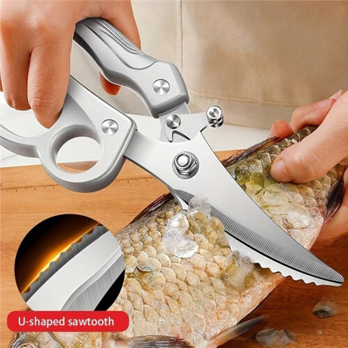 Multipurpose Kitchen Scissors Stainless Steel Scissors for Meat Vegetables,Scrape Fish Scales Powerful Chicken Scissors 1