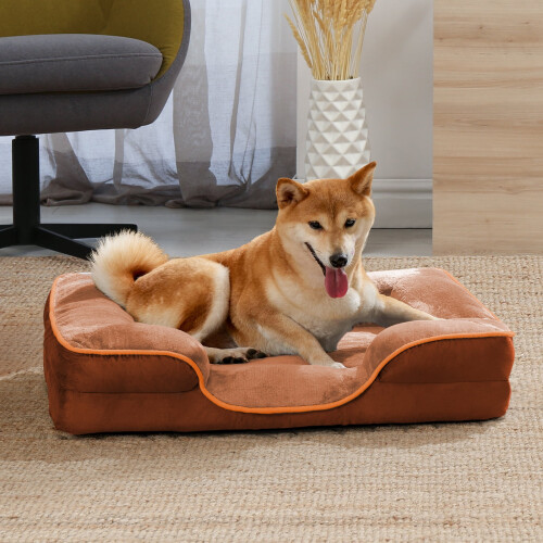 EDX ortopædisk hundeseng memory foam brun lille 1