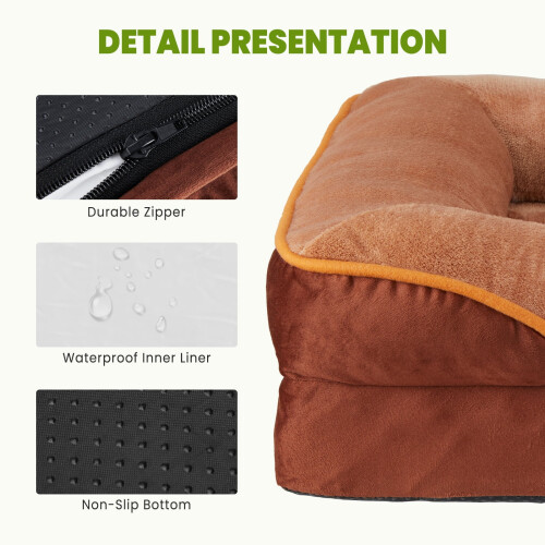EDX ortopædisk hundeseng memory foam brun lille 2