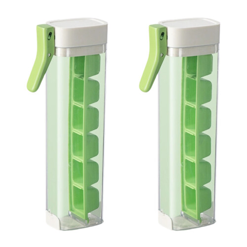Innovative One Hand Press Ice Cubes Tray 6Grids-Green