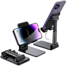 Justerbar, foldbar telefonholder til smartphones og tablets