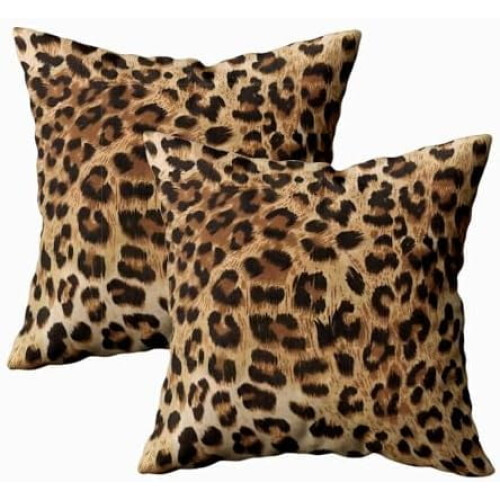 Leopardmönstrade kuddfodral 50x50cm, 2-pack