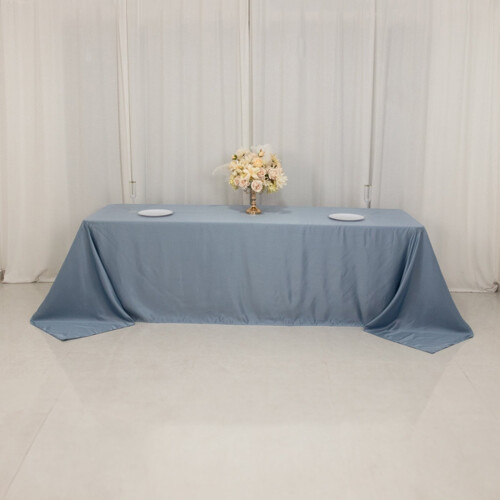 Toalha de mesa de cetim Lamour azul acinzentado, 90 x 156 polegadas