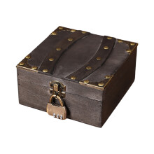 Antique Wood Jewelry Box Featuring Lock-retro gray three dig