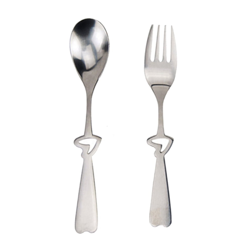 2-Piece Stainless Steel Heart-Handle Spoon & Fork Set-image-OPC-PV528ZH-NEW