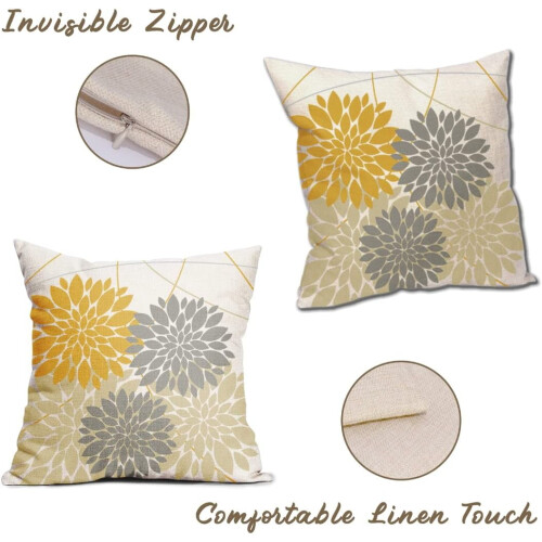 Conjunto de 2 capas de almofada Dahlia em linho, 40x40cm (16x16 polegadas). 1