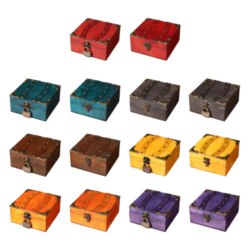 Handcraft Wood Storage Box Lock For Valuables-sunset red 1