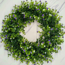Ghirlanda pasquale in rattan con fiori artificiali, 45 cm