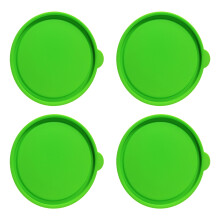 4 Piece Silicone Can Lid Set Glass Custard Cup Covers For-Green