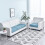 Housse extensible pour méridienne bleue 1 place 2