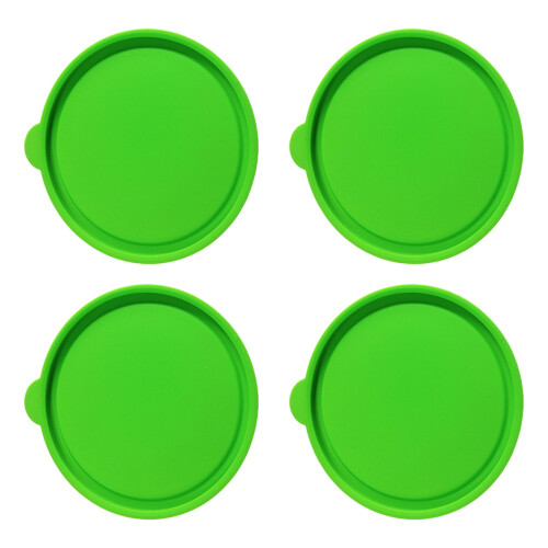 Assorted Color Silicone Replacement Lid 4 Piece Glass-Green