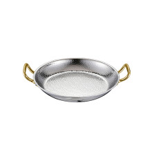 Poêle à Paella espagnole en acier inoxydable 304,-argent 22cm