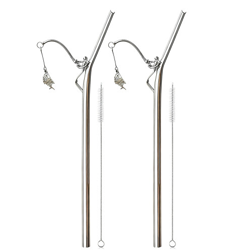 Fishing Rod Shape Straw for Cocktails Beverages Kitchen-single 2