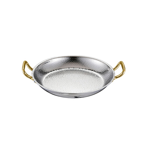 Professional Hammered Paella Cooker Pan With Double-silver 22cm