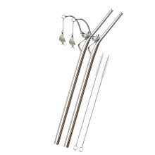 Paille à thème de canne à pêche amusante, en acier-Lot de 2