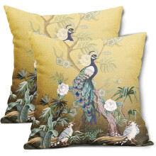 Peacock-tyynynpäälliset Chinoiserie-haikarakuviolla, 2 kpl