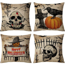 Halloweenske obliečky na vankúše 20x20, sada 4 kusov v retro štýle