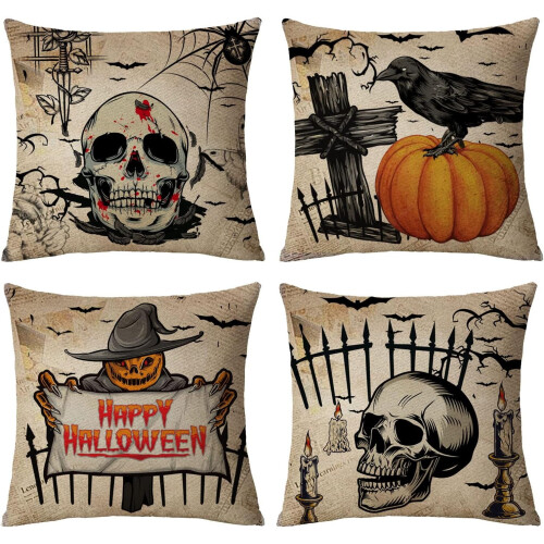 Μαξιλαροθήκες Halloween 20x20Vintage Σετ 4 τεμαχίων