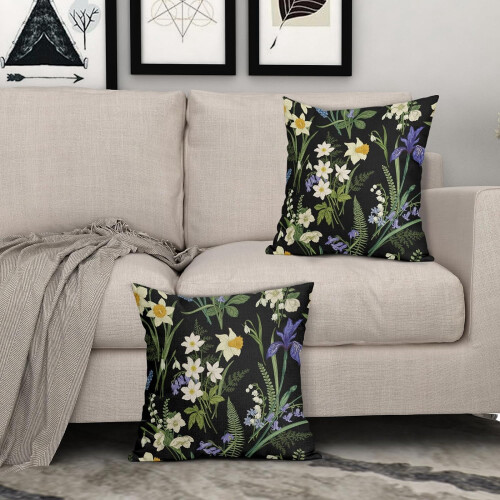 Botaniska örngott 45x45cm bomullslinne set med 2 2
