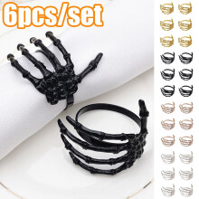 Lot de 6 ronds de serviette en alliage en forme de main squelette