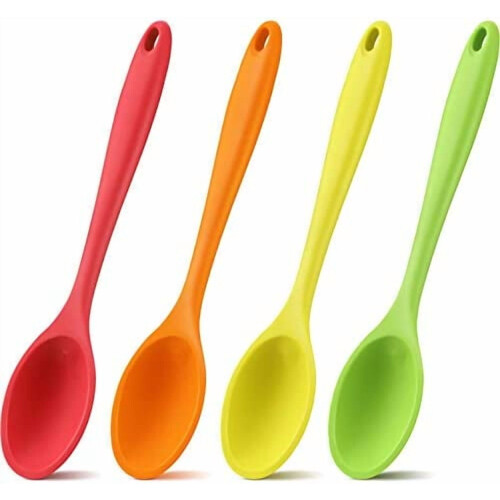 Set van 4 siliconen kooklepels, 27 cm, hittebestendig