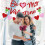 Glitterrødt Valentinsbanner med roser og hjerter 4