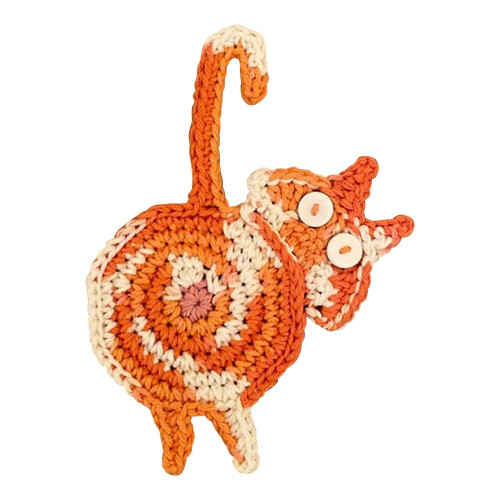 Funny Cat Butt Crochet Coaster 15cm 1