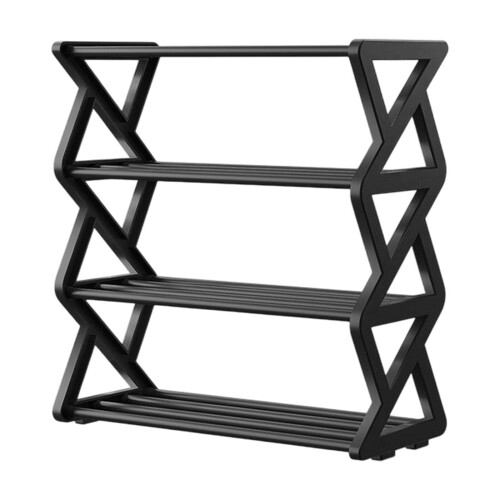 4-Tier Plastic Shoe Rack Black and White 1