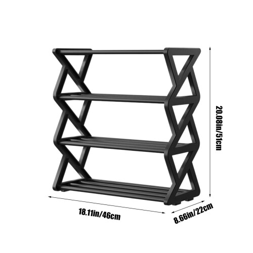 4-Tier Plastic Shoe Rack Black and White 2