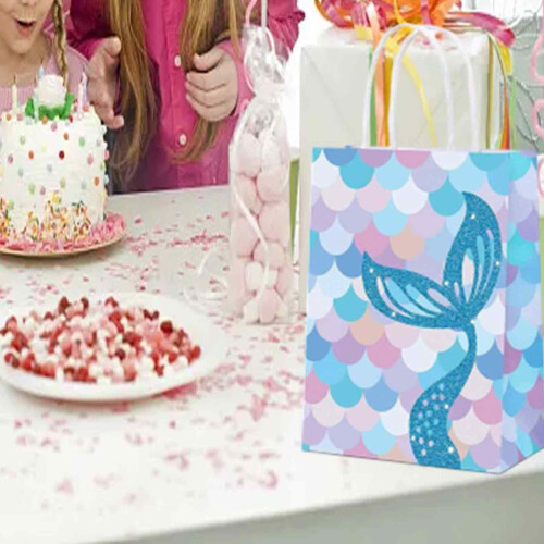 Conjunto de 10 Sacolas de Papel para Lembrancinhas com Tema de Sereia 1