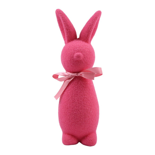 Easter flocked bunny statue with bow tie 1 piece 1