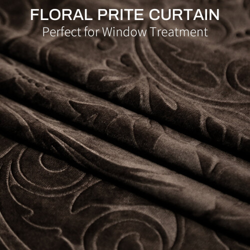 Crushed Velvet Curtains Scroll Floral 52" x 84" 1