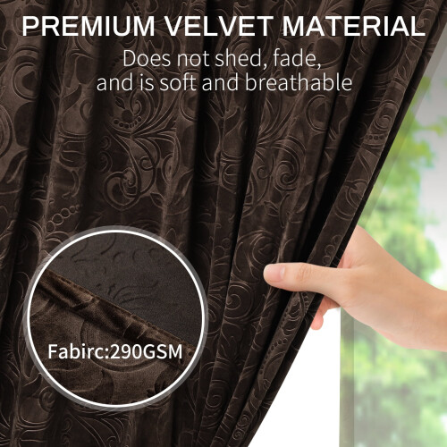 Crushed Velvet Curtains Scroll Floral 52" x 84" 2