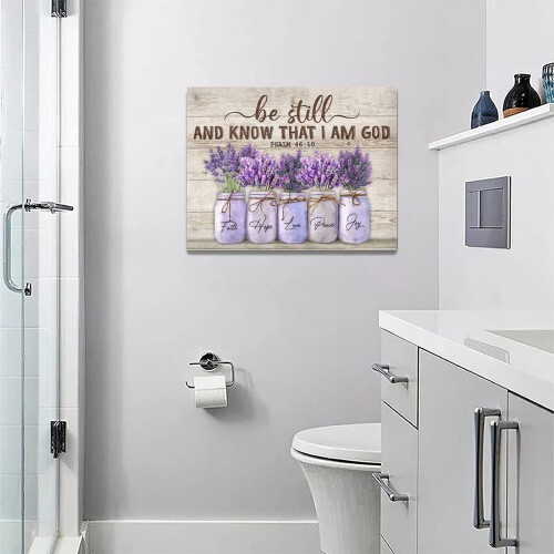 Decoração de parede cristã estilo fazenda lavanda 16x12 polegadas emoldurada 1