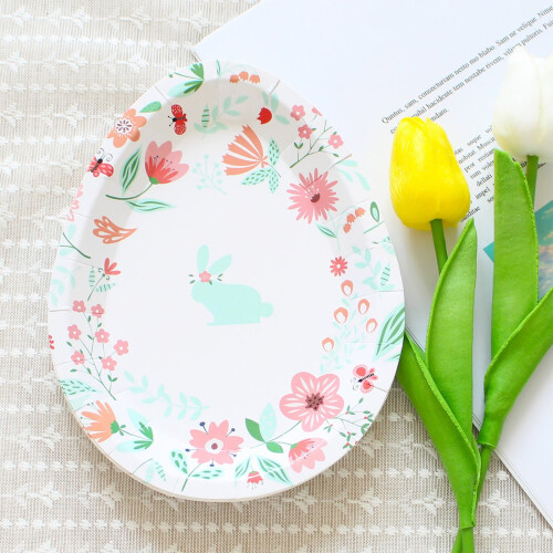 Set di 8 pezzi di stoviglie di carta per Pasqua 2