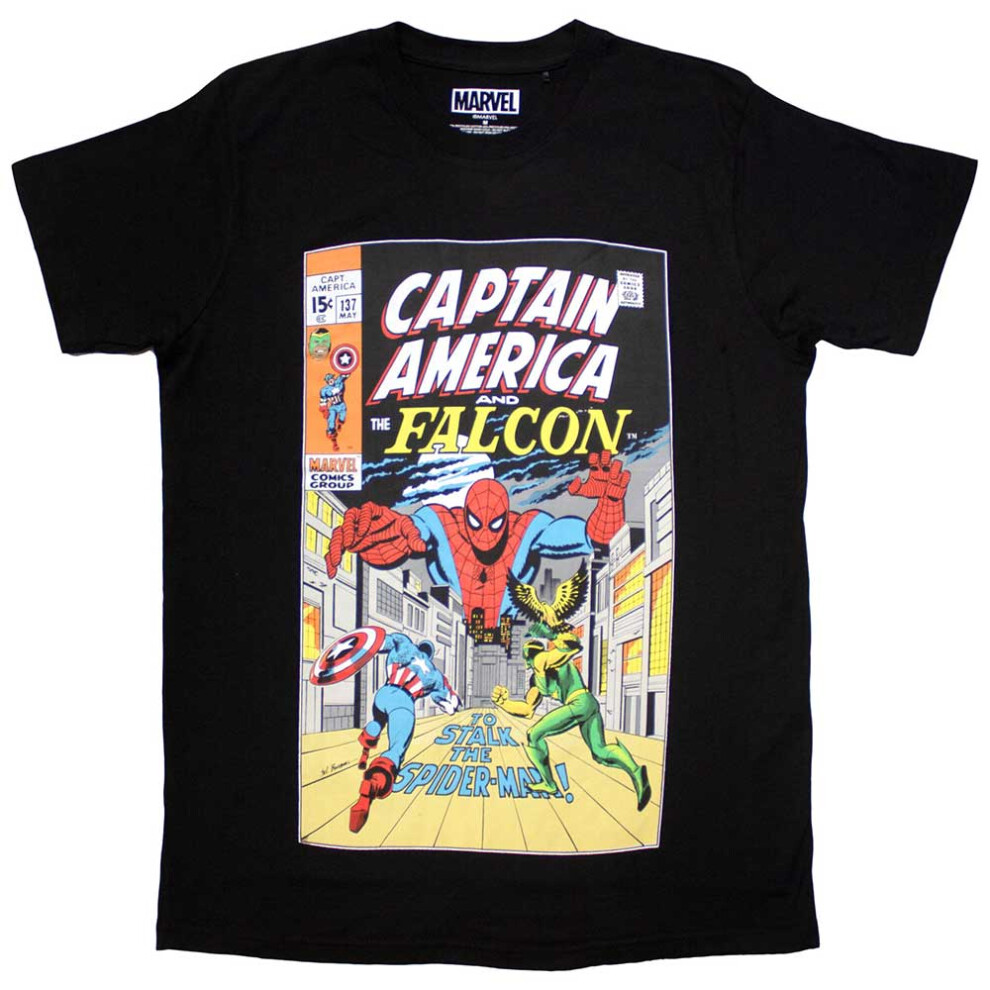 Marvel (S, ) Captain America And Falcon Comic Cover T Shirt Black