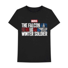 Falcon & Winter Soldier T Shirt Text Logo new Official Marvel Comics Mens Black