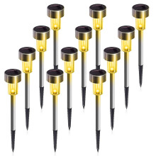 Solar LED tuinlampen van roestvrij staal, 12 stuks