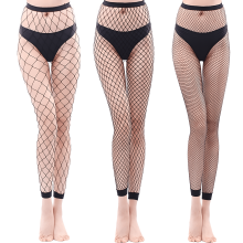 3-pack svarta nätstrumpor med hög midja