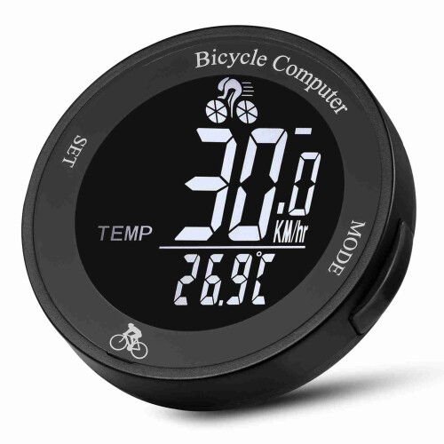 Cykelcomputer med LED-baggrundsbelysning og CR2032-batteri