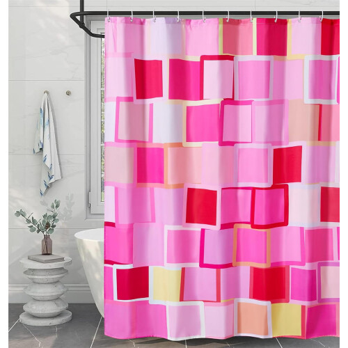 Rosrosa duschdraperi 180x180 cm polyester