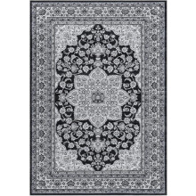 Vintage floral medallion area rug black 6x9 ft