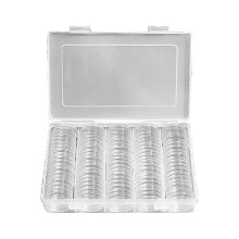 Boîtes à pièces rondes de 25 mm – Lot de 100 avec boîte de rangement