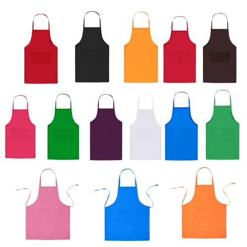 Verstellbare Latzschürze mit 2 Taschen, Polyester, 72,5 x 58 cm 1