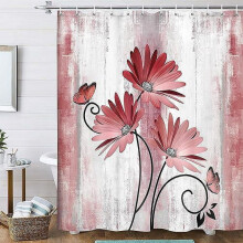 Dusjforheng i polyester 70x75 tommer blomsterdesign
